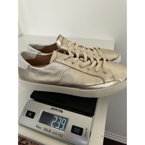 Soludos The Original Ibiza Sneaker Leather Gold Low Top Lace Up School Size 11 - Picture 10 of 10